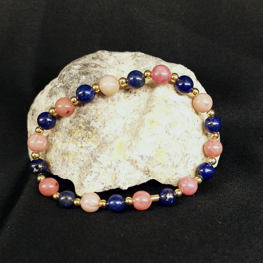 Bracelet de Cohérence® - Rhodonite, Lapis-Lazuli, Or