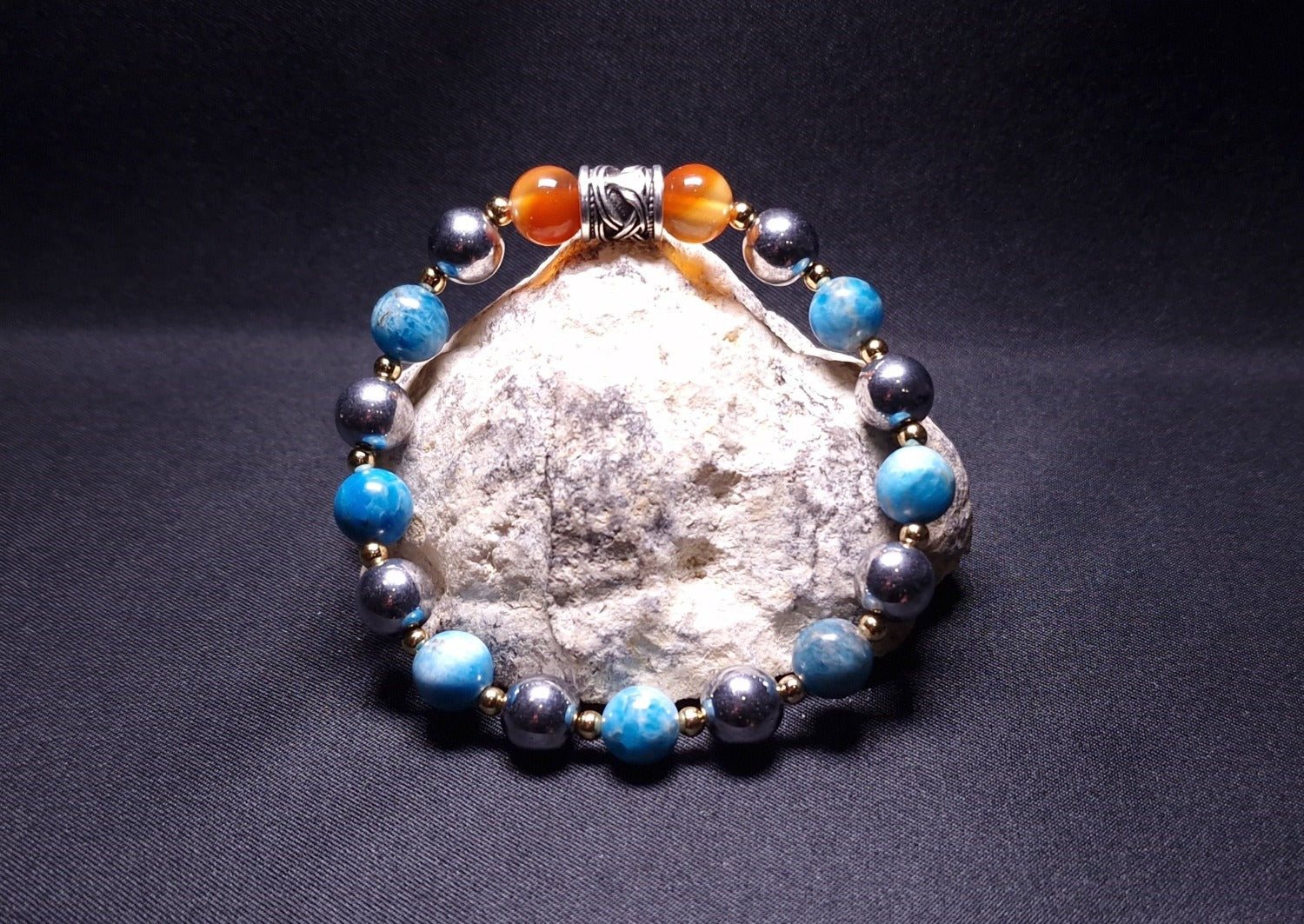 Bracelet élastique pour tendinite et problèmes articulaires avec perles en  améthyste, pyrite, hématite, apatite et cornaline -  France