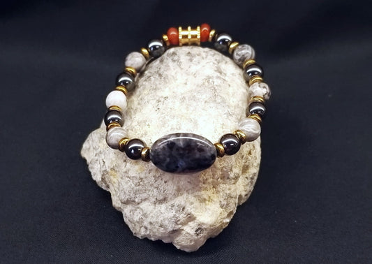 Cohérence® Children's Bracelet - Black Labradorite, Hematite, Picasso Jasper, Carnelian 