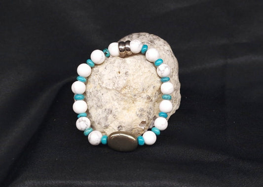 Bracelet de Cohérence® Enfants - Pyrite, Howlite, Turquoise