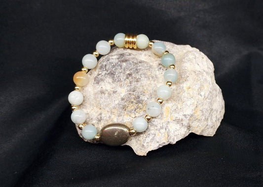 Bracelet de Cohérence® Enfants - Pyrite, Or, Amazonite