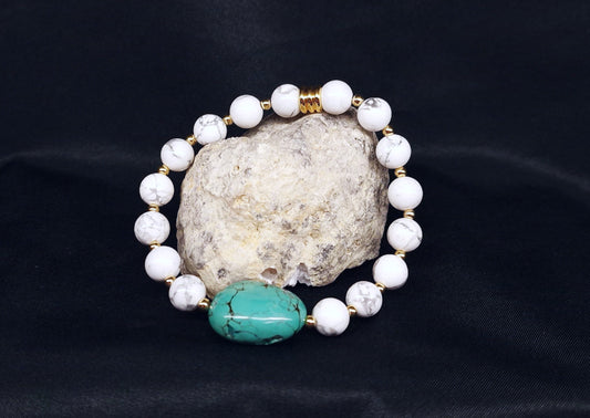 Bracelet de Cohérence® - Turquoise, Or, Howlite