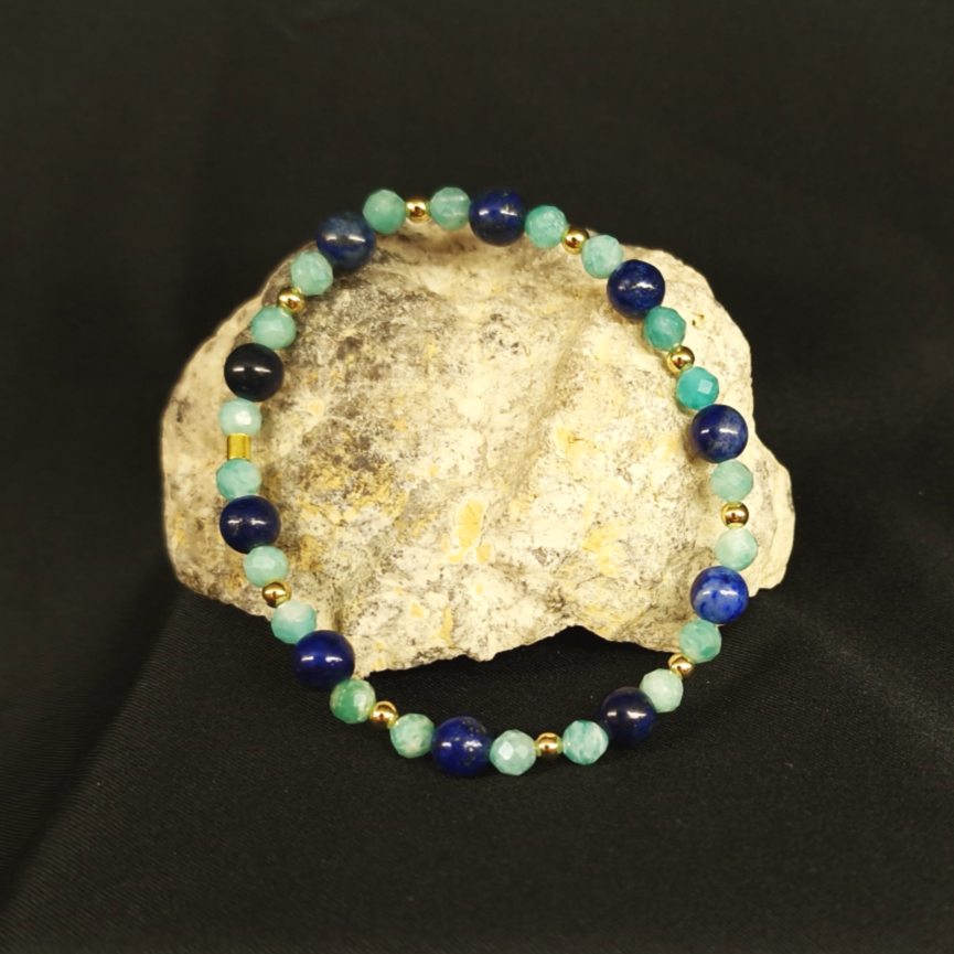 Bracelet de Cohérence® - Lapis-Lazuli, Amazonite, Or.