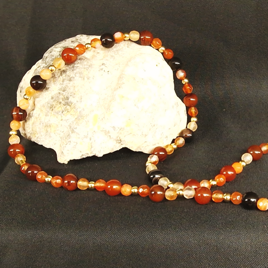 Cohérence® Necklace - Red Agate, Carnelian, Gold 