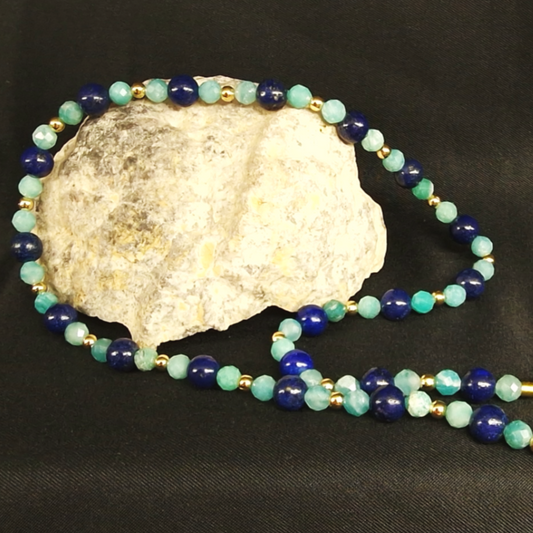 Collier de Cohérence® - Lapis-Lazuli, Amazonite, Or