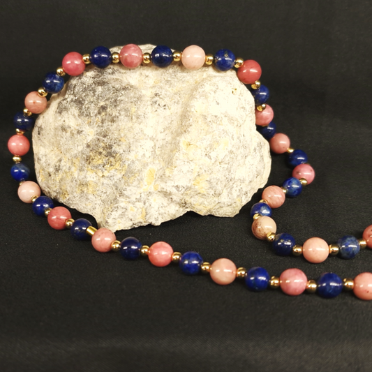 Cohérence® Necklace - Lapis-Lazuli, Rhodonite, Gold 