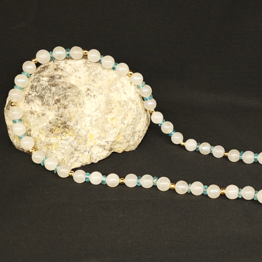 Cohérence® Necklace - Moonstones, Amazonite, Gold. 