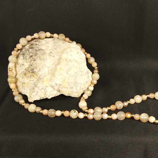 Cohérence® Necklace - Pyrite, Sunstones, Labradorite, Gold