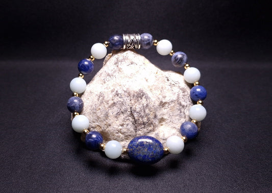 Bracelet de Cohérence® - Lapis Lazuli, Or, Amazonite, Sodalite