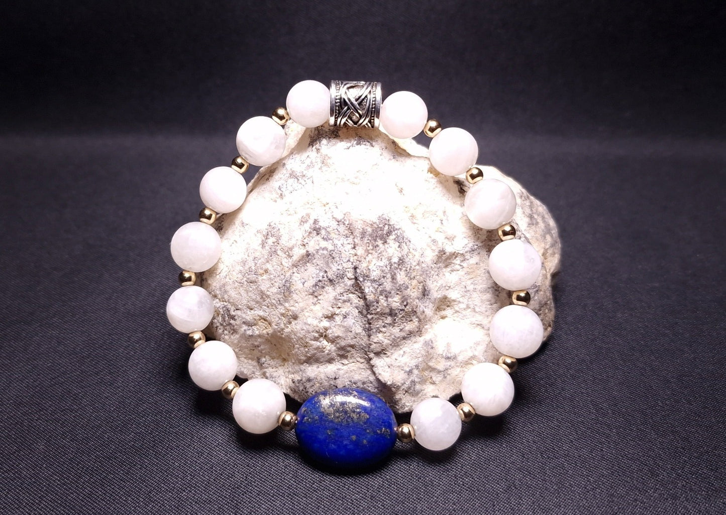 Bracelet de Cohérence® - Lapis lazuli, Or, Pierre de lune